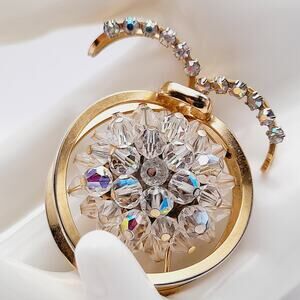 Vintage Aurora Borealis Crystal Fruit Brooch – Rhinestone Beaded Mid Century